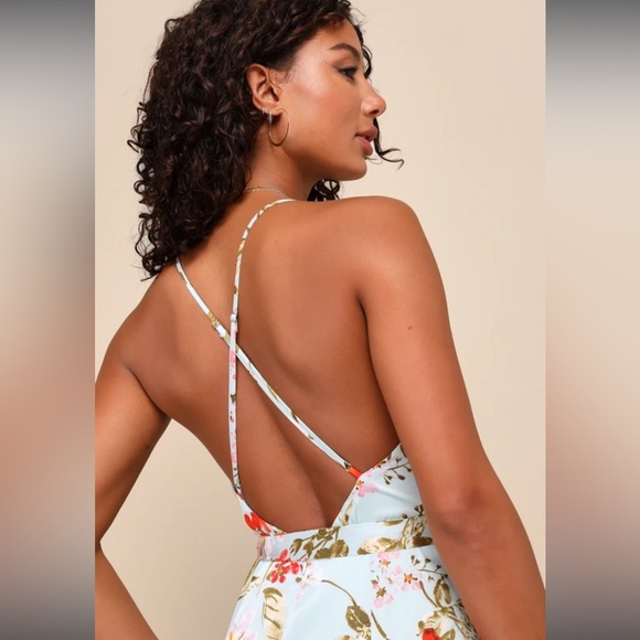 Lulus Still the One Floral Faux Wrap Dress, EUC, Size Small, Sage green color - Picture 9 of 13